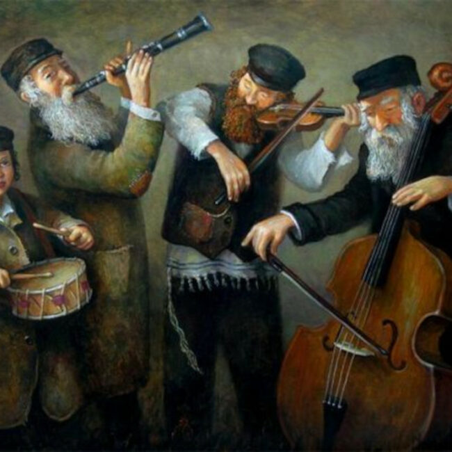 Klezmeri, pictură realizată de Elena Flerova, 1943.