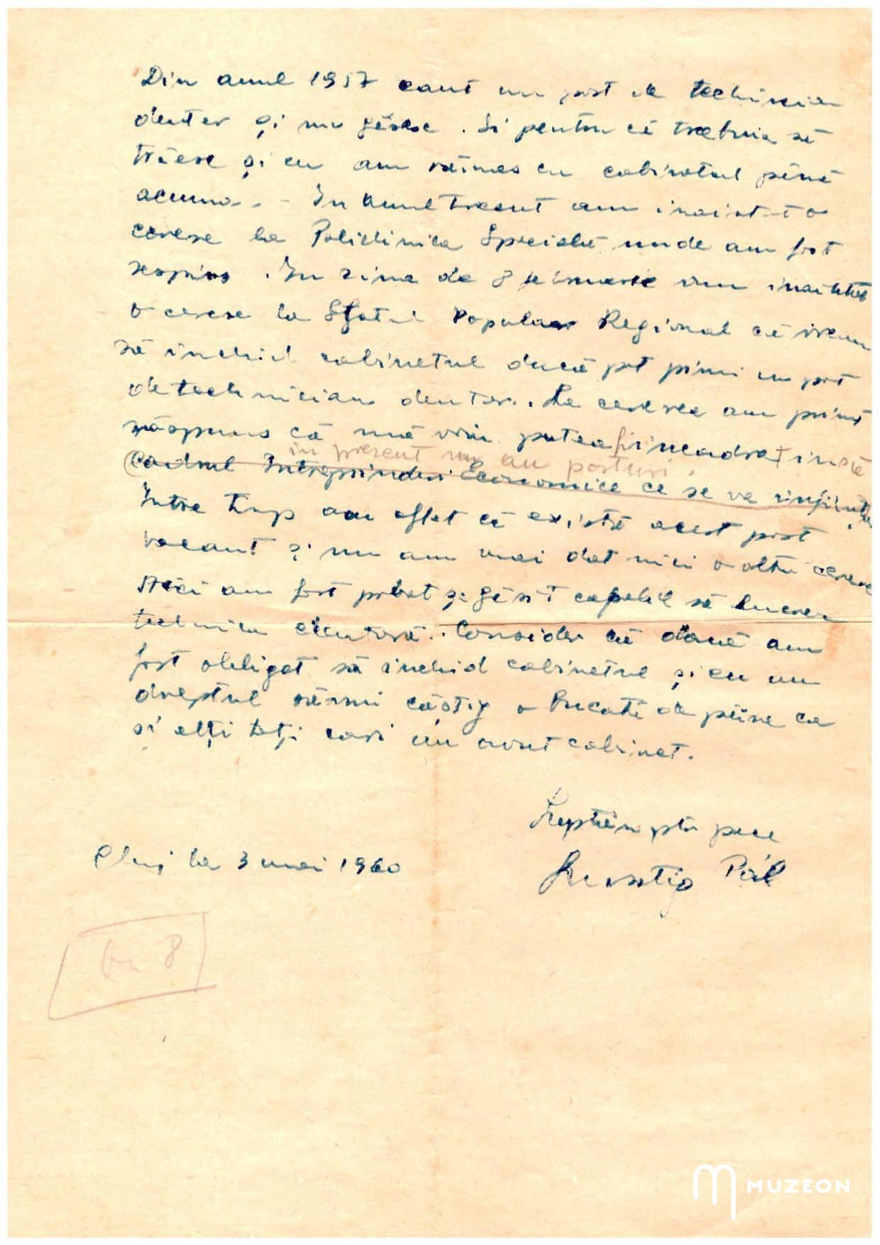 Imaginea conține un document, scris de mână de Paul Lusztig.