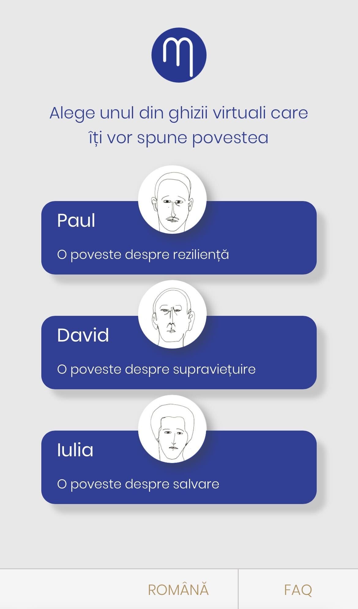 Imaginea prezintă detalii ale aplicației de ghid audio Muzeon.